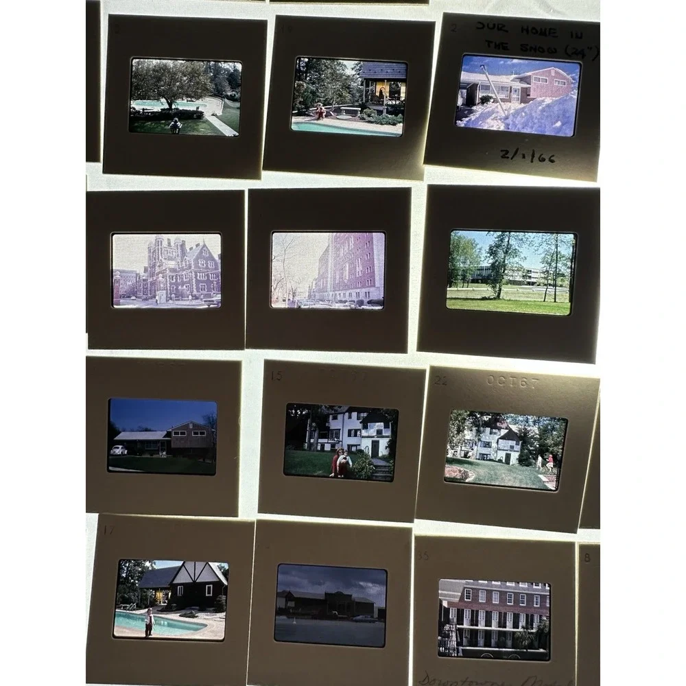 Lot of 45 Vintage Slides – Architecture, People, Snow, Beach, Streets 62-69s